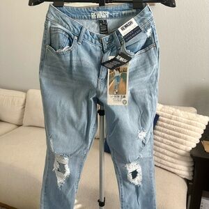 Rewash Sky Blue Ripped Boyfriend Jeans